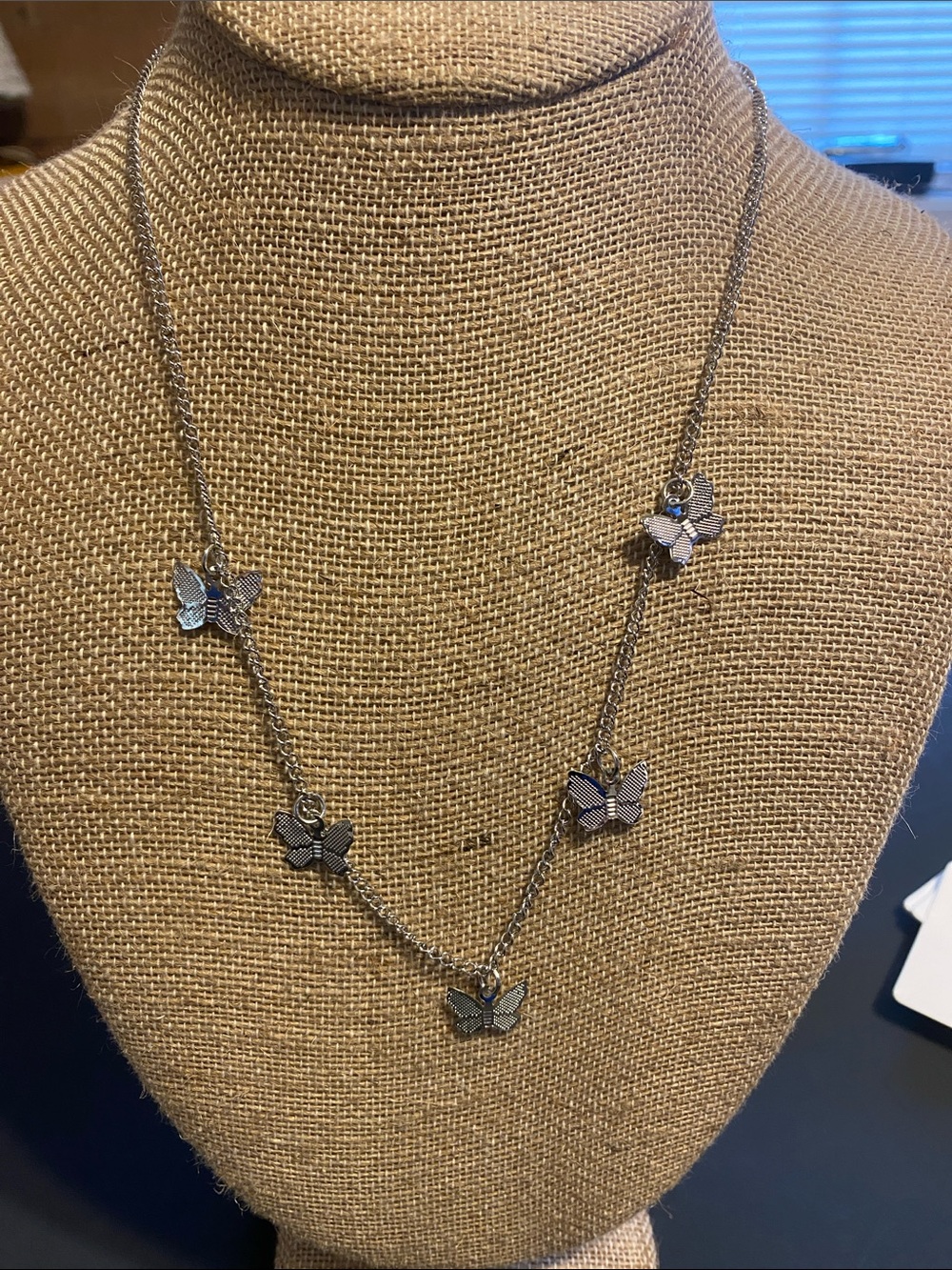 Silver Butterfly Station Necklace - Women Jewelry